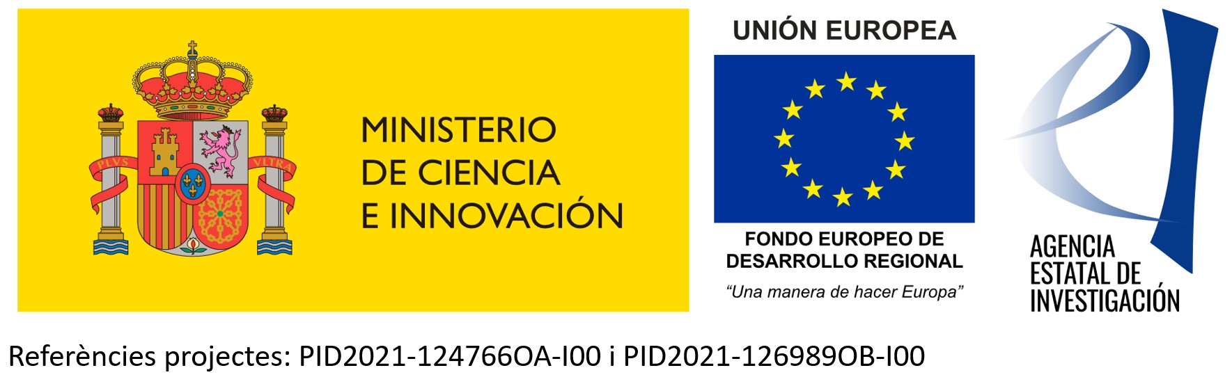 Ministerio de Ciencia e Innovación, Unión Europea Fondo Europeo de Desarrollo Regional "Una manera de hacer Europa" Agencia estatal de investigación PID2021-124766OA-100 i PID2021-126989ob-100 